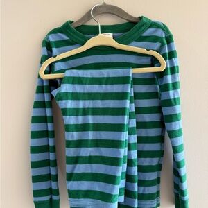 Hannah Andersson Green and Blue Striped Long Sleeve Top